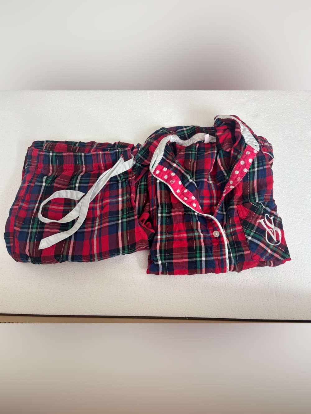 Victoria's Secret Red and Green Plaid Pajama Set